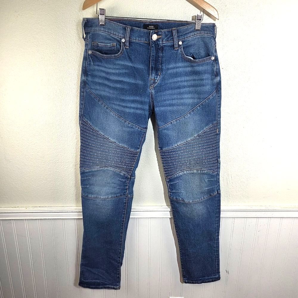 Men's True Religon Rocco Moto Relaxed Skinny Denim Blue Jeans Size 32
